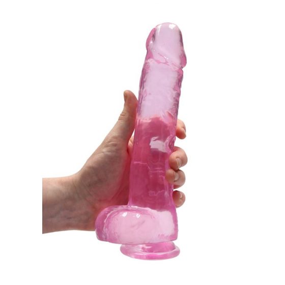 REALROCK - διαφανές ρεαλιστικό δονητής - ροζ (22cm)
