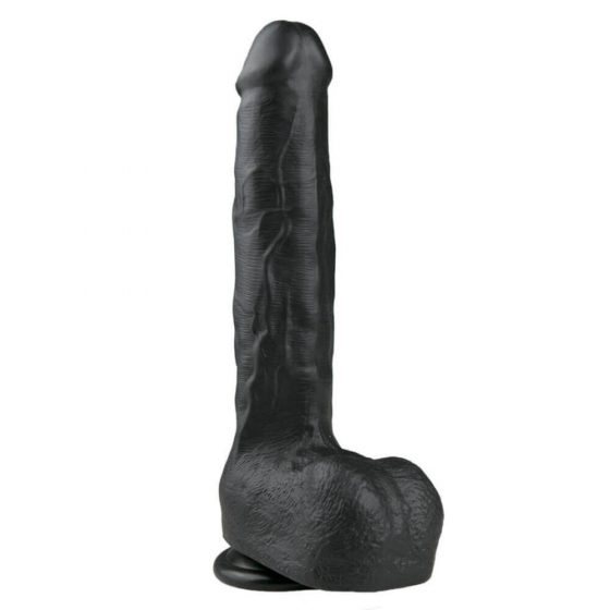 Έυκαμπτο Μεγάλο Ομοίωμα Πέους με Βεντούζα και Όρχεις (29,5cm) - Μαύρο
