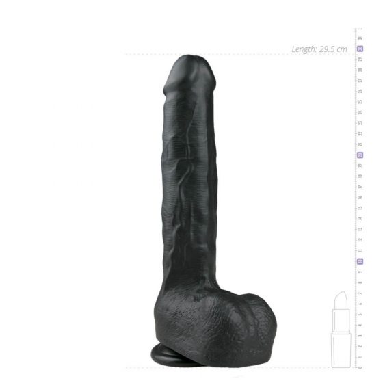 Έυκαμπτο Μεγάλο Ομοίωμα Πέους με Βεντούζα και Όρχεις (29,5cm) - Μαύρο
