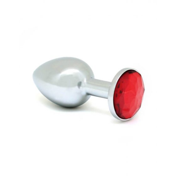 Ρίμπα XS - ασημένιο μεταλλικό πρωκτικό δονητάκι με κόκκινο πετράδι