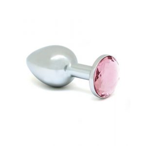 Ρίμπα XS - Μεταλλικό πρωκτικό dildo με ροζ πέτρα (ασημί)