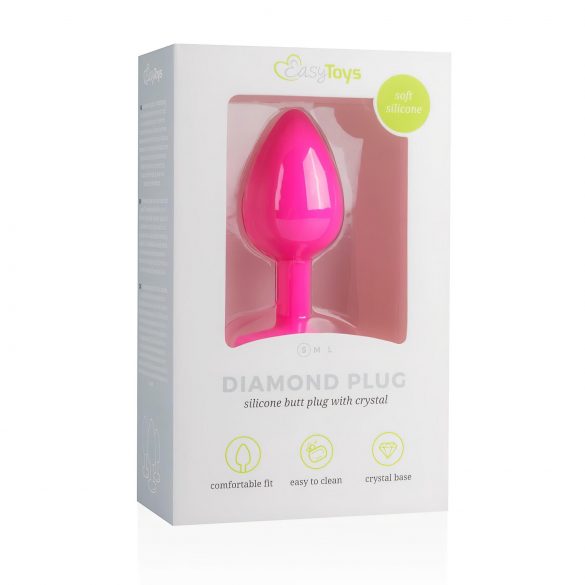 Easytoys Diamond Small - πρωκτική σφήνα (ροζ-λευκό)