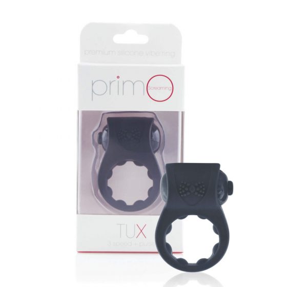 Screaming PrimO Tux - αδιάβροχο δονητικό δαχτυλίδι πέους (μαύρο)