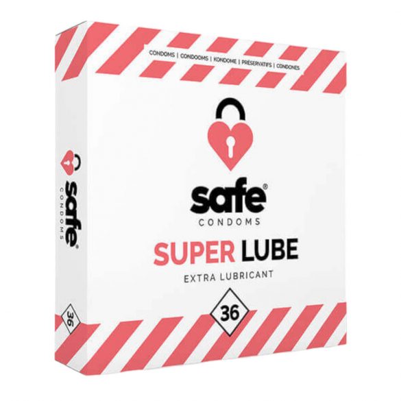 SAFE Super Lube - εξαιρετικά λιπαντικά προφυλακτικά (36τμχ)
