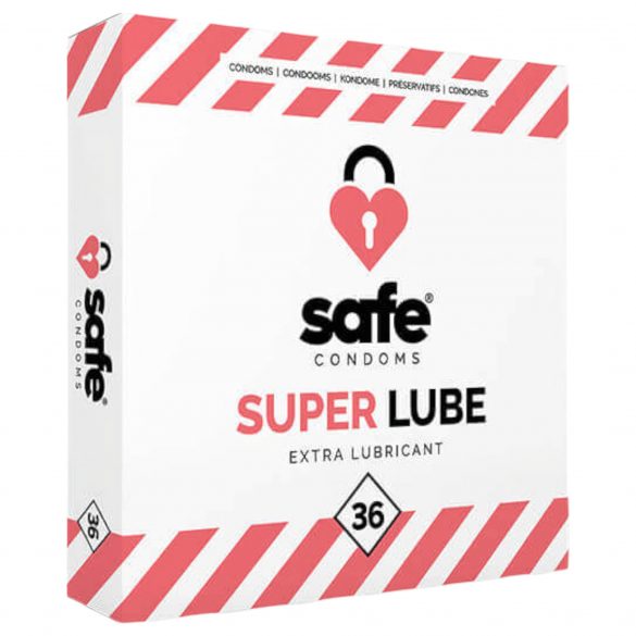 SAFE Super Lube - εξαιρετικά λιπαντικά προφυλακτικά (36τμχ) 