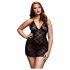 BACI Plus Size - δαντελωτό babydoll με λαιμόκοψη - μαύρο (XL-XXL)