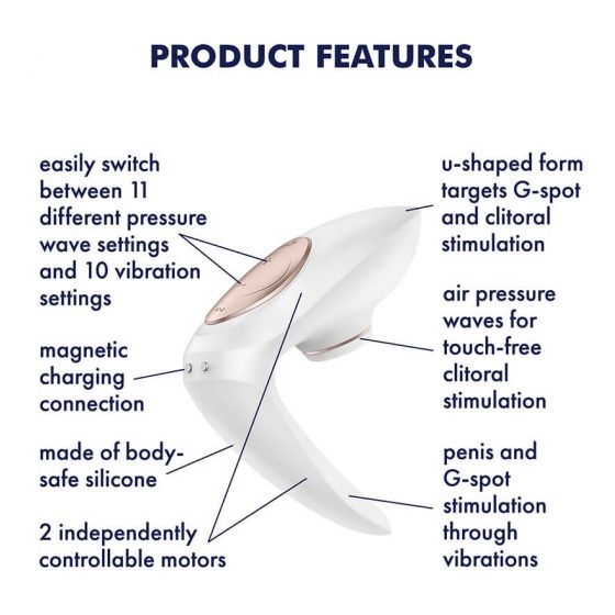 Satisfyer Pro 4 Ζευγάρια - επαναφορτιζόμενο ζευγαρωτικό δονητή με κυματισμούς αέρα (λευκό)