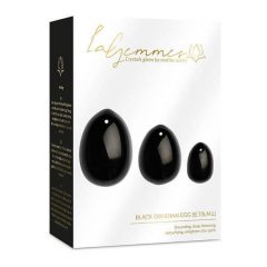   La Gemmes Yoni - σετ κολπικών σφαιριδίων - μαύρος οψιδιανός (3 τεμ)