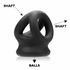   OXBALLS Tri-Squeeze - δαχτυλίδι πέους και όρχεων (μαύρο)