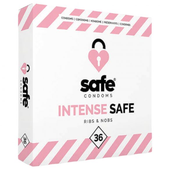 SAFE Intense - Ραβδωτά & σαγιδωτά προφυλακτικά (36 τεμ)