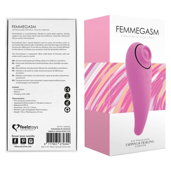 FEELZTOYS Femmegasm – αδιάβροχος κολπικός και κλειτοριδικός δονητής (ροζ)