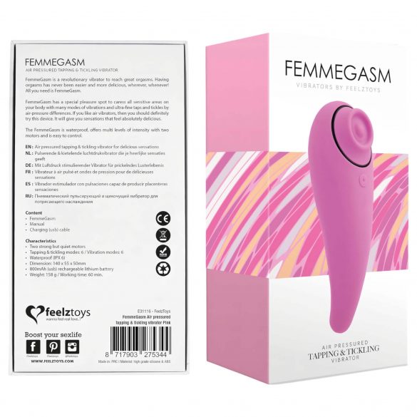 FEELZTOYS Femmegasm - επαναφορτιζόμενος δονητής διπλής λειτουργίας για κλειτορίδα (ροζ) 