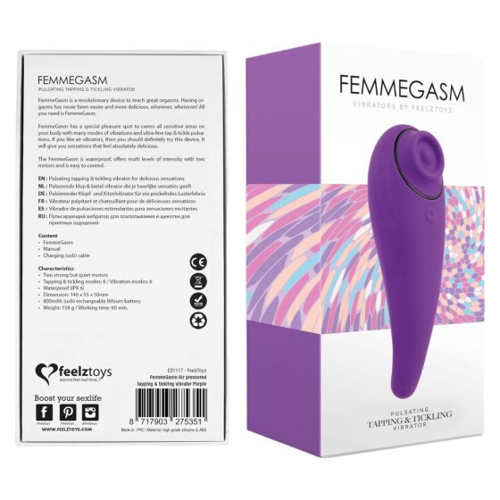 FEELZTOYS Femmegasm - αδιάβροχος κολπικός και κλειτοριδικός δονητής (μοβ)