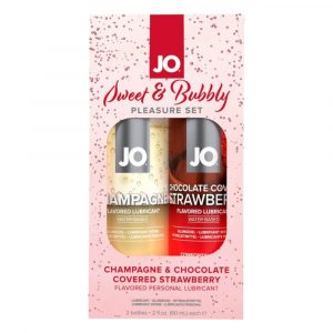 JO Σύστημα Sweet & Bubble - αρωματικά λιπαντικά - σαμπάνια & σοκολάτα φράουλα (2τμχ)