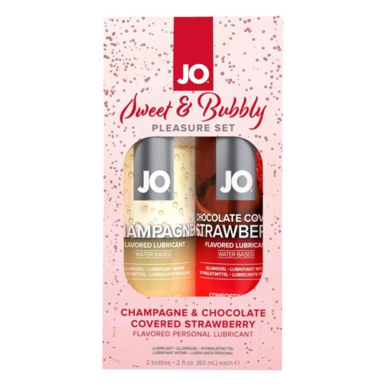 JO Σύστημα Sweet & Bubble - αρωματικά λιπαντικά - σαμπάνια & σοκολάτα φράουλα (2τμχ)