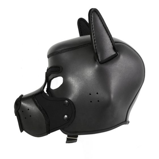 Ίδα Δερμάτινη - κλειστή μάσκα σκύλου (μαύρη)
