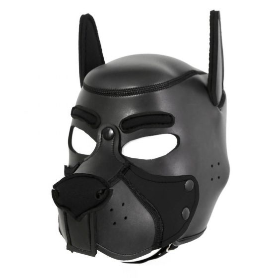Ίδα Δερμάτινη - κλειστή μάσκα σκύλου (μαύρη)